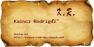 Kaincz Rodrigó névjegykártya